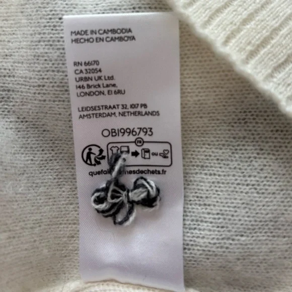 Maeve/Anthropologie Brushed Cashmere Boxy Crop Sweater in Ivory Size S. NWT - Picture 12 of 12